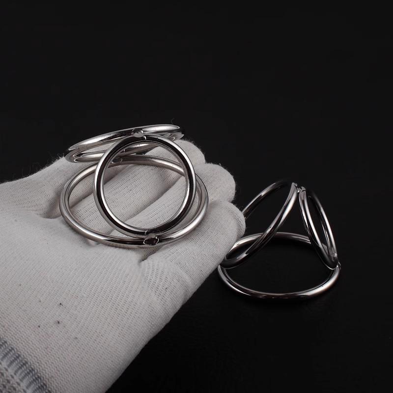 Men's Triple Restraint Metal Cock Ring Set - BDSM Erotic Device