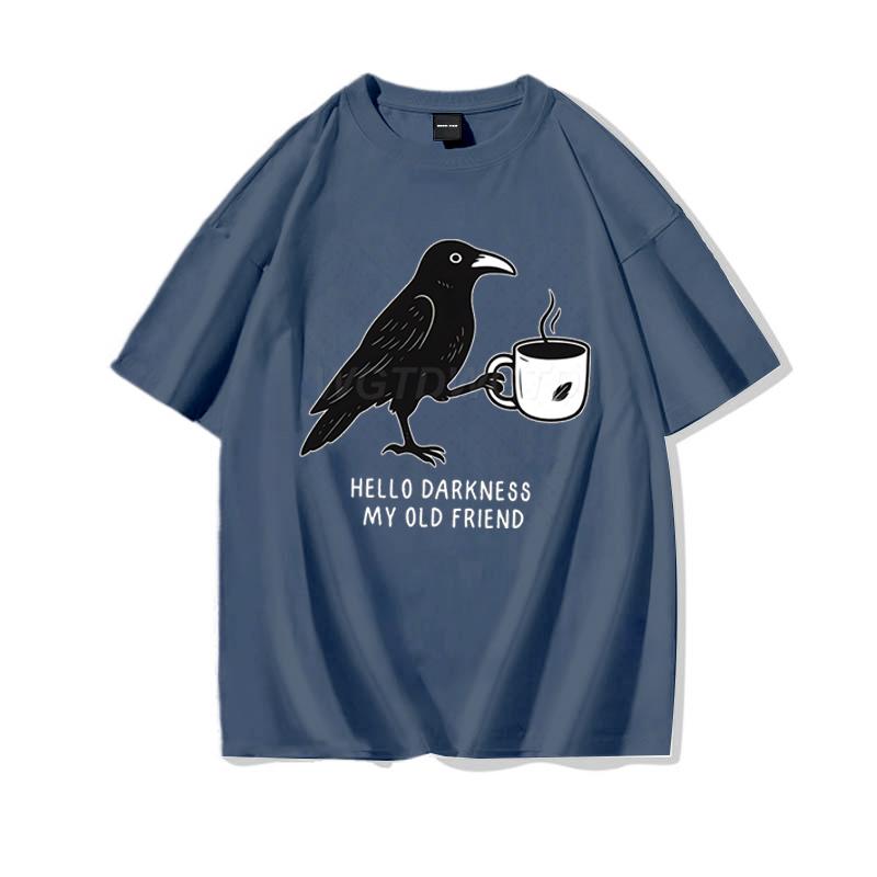 Raven Crow Coffee Shirt for Women Unisex Funny Gift for Coffee Lover Cotton Tshirt Womens Unisexs Oversized Comfort Colors Tee Top S