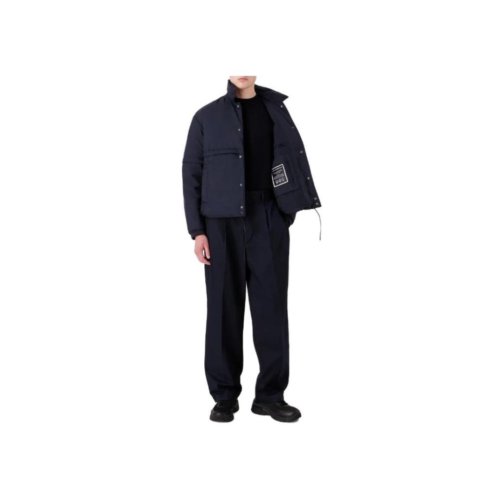 Emporio Armani FW23 Solid Color Crew Neck Ribbed Knit Casual Sweater Men Sweater Black 6R1MX2-1MAXZ-0920