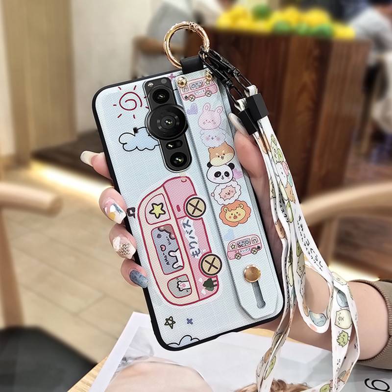 Shockproof Wristband Phone Case For Sony Xperia Pro-I Waterproof Fashion Design Wrist Strap Anti-knock Protective Cute
