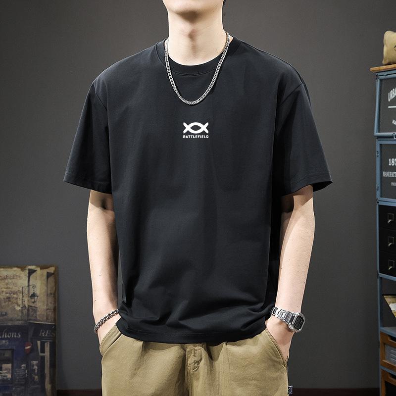 Cotton short sleeved t-shirt for men and women, white t-shirt with black shirt underneath, men's half sleeved round neck t-shirt