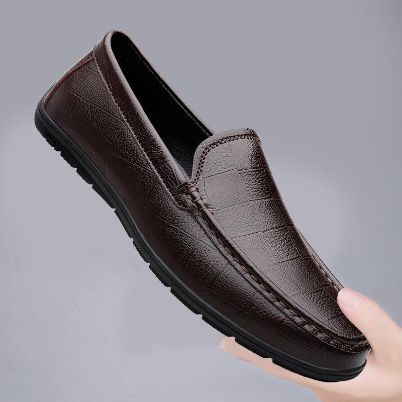 

Удобные новые мужские туфли для вождения, кожаные мокасины, мужские повседневные туфли, мягкие, без застежек, модные, мужские, вечерние, большие размеры 38-46 46 коричневый