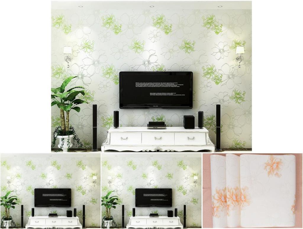 Euro Style Floral Wall Paper With Embossed Silk Fabric For Bedroom Decor
