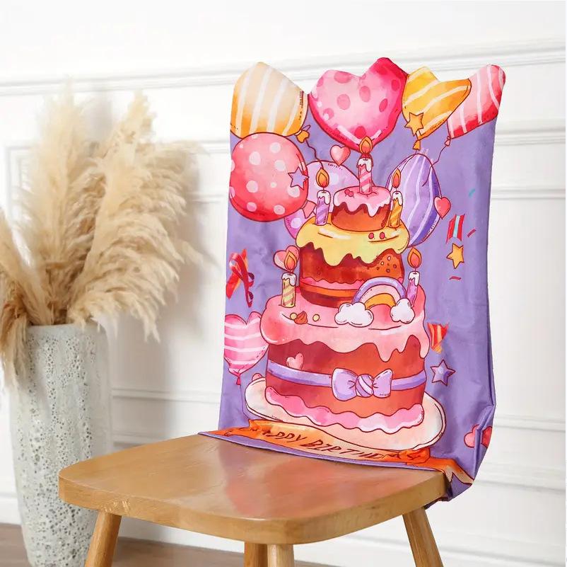 1PC Birthday Chair Cover Universal Size Cute Reusable Chair Cover for Kids Birthday Seat Cover Colorful Party Dining Room Decor