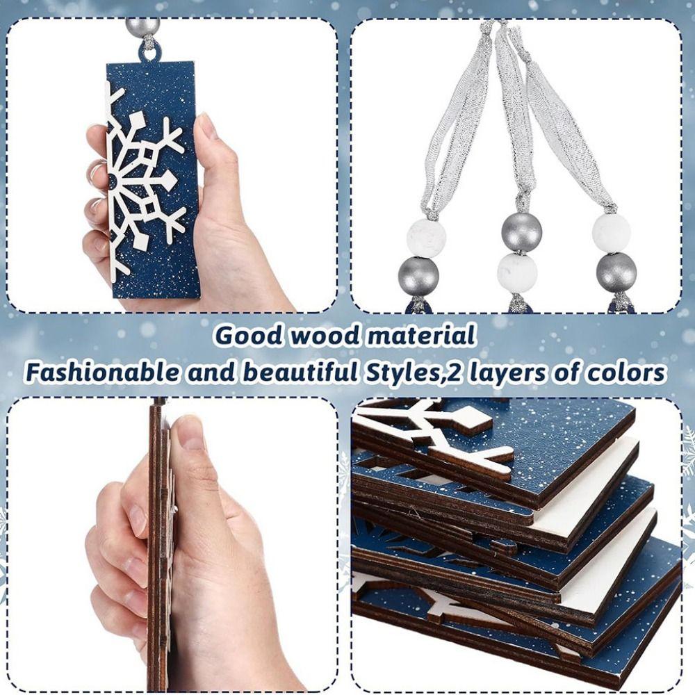 6PCS Wood Christmas Hanging Decoration Handcrafted Style Drop Ornament Festive Gift  Home Decoration