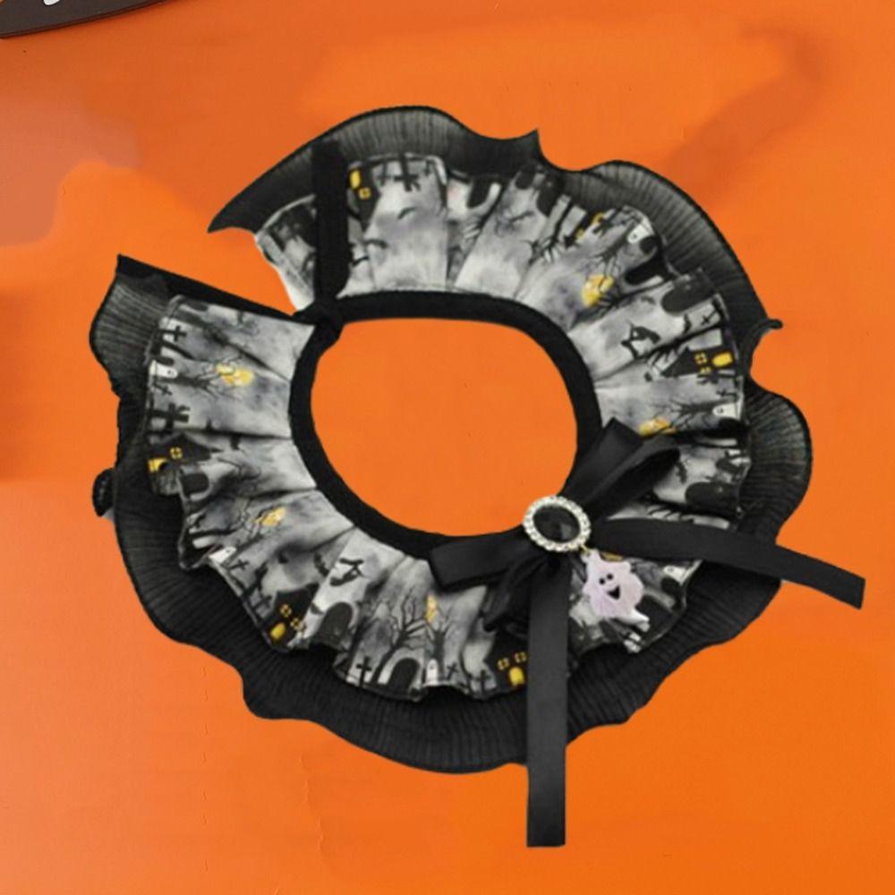 Bell with Sound Cat Dog Ghost Necklace Creative Pet Bib Scarf  Drool Towel