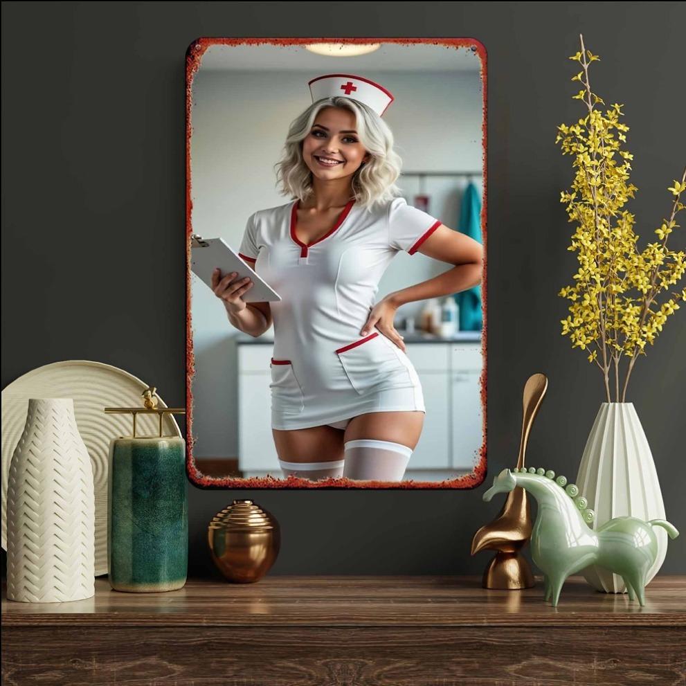 Nurse Theme Retro Metal Sign - Medical Career Wall Art Decor Durable Metal Plaque for Bedroom Bar Garage Garden Outdoor