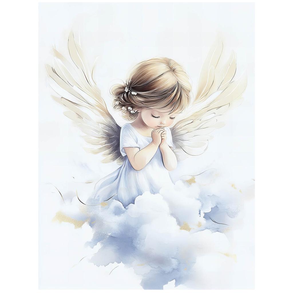 Plakat Anielskie Modlitwy Dziewczynki Plakat Anielskie Modlitwy Dziewczynki, 50X70 Cm, Rama Drewniana Ciemny Brąz, Papier Matowy 230 Gsm