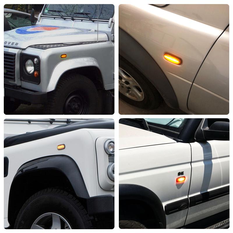 For Land Rover Defender TD5 1998-2015 Freelander 1 2002-2005 Discovery 2 1999-2004 LED Side Marker Lamp Fender Amber Lights