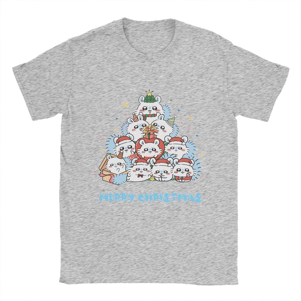 Men's Women T-Shirts Chiikawas Usagi Hachiware Merry Christmas Novelty Cotton Tee Shirt T Shirt Round Neck Clothes Plus Size