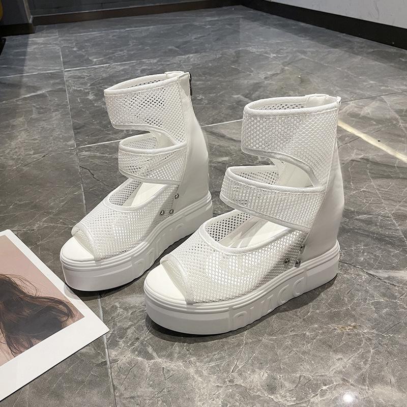 Cool retro women's boots, optical sole shoes, versatile fashion, mesh style, open parka outsole, summer, new style, 2026