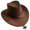 Neuer Wildleder Western Cowboyhut Tibetischer Stil Filz Rollkrempe Cowgirl Kappe Gebogene Krempe Weicher Zylinder Outdoor Reiten