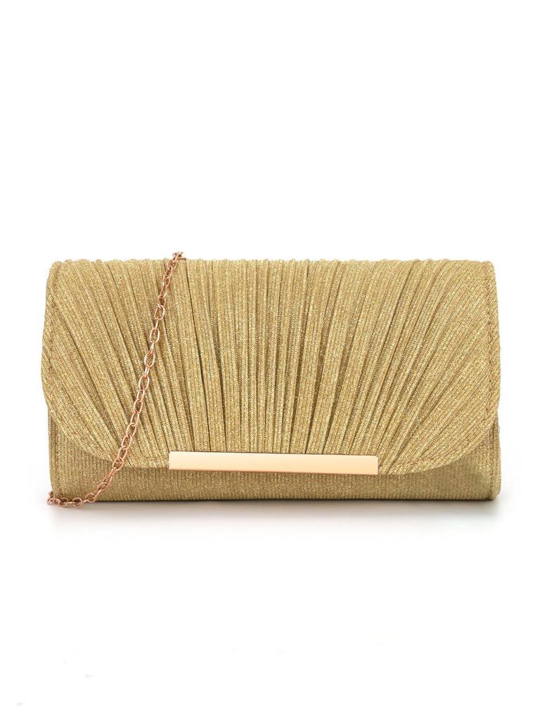 Exquisite Glitter Pleated Evening Clutch Bag for Women - Round Bottom Ladies' Banquet Bag
