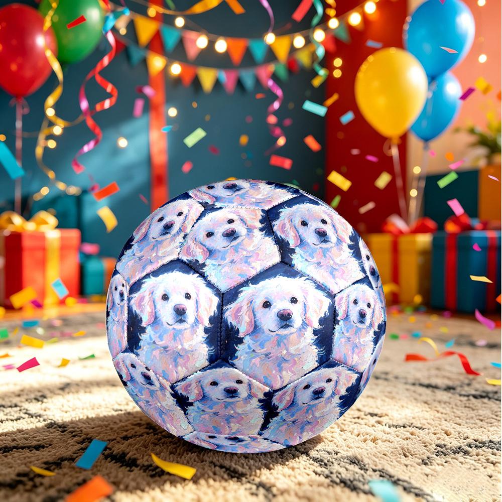 1pc Puppy Pastel Colors Theme Soccer Ball Football, Size 5, Lightweight PVC, Outdoor Training Soccer Ball,Gift c6512