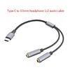 TypeC to 3.5mm Headphones Mic Splitters Adapters for Double-Plug Gamings Headsets