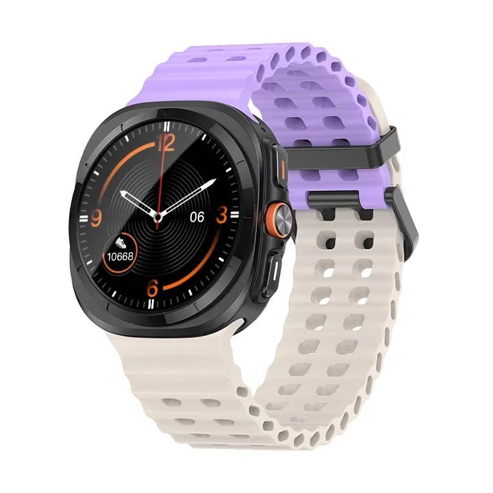Marine Band For Samsung Galaxy Watch Ultra 2025/7 Ultra Accessories Two Color Sport Silicone Bracelet Galaxy Watch Ultra Straps