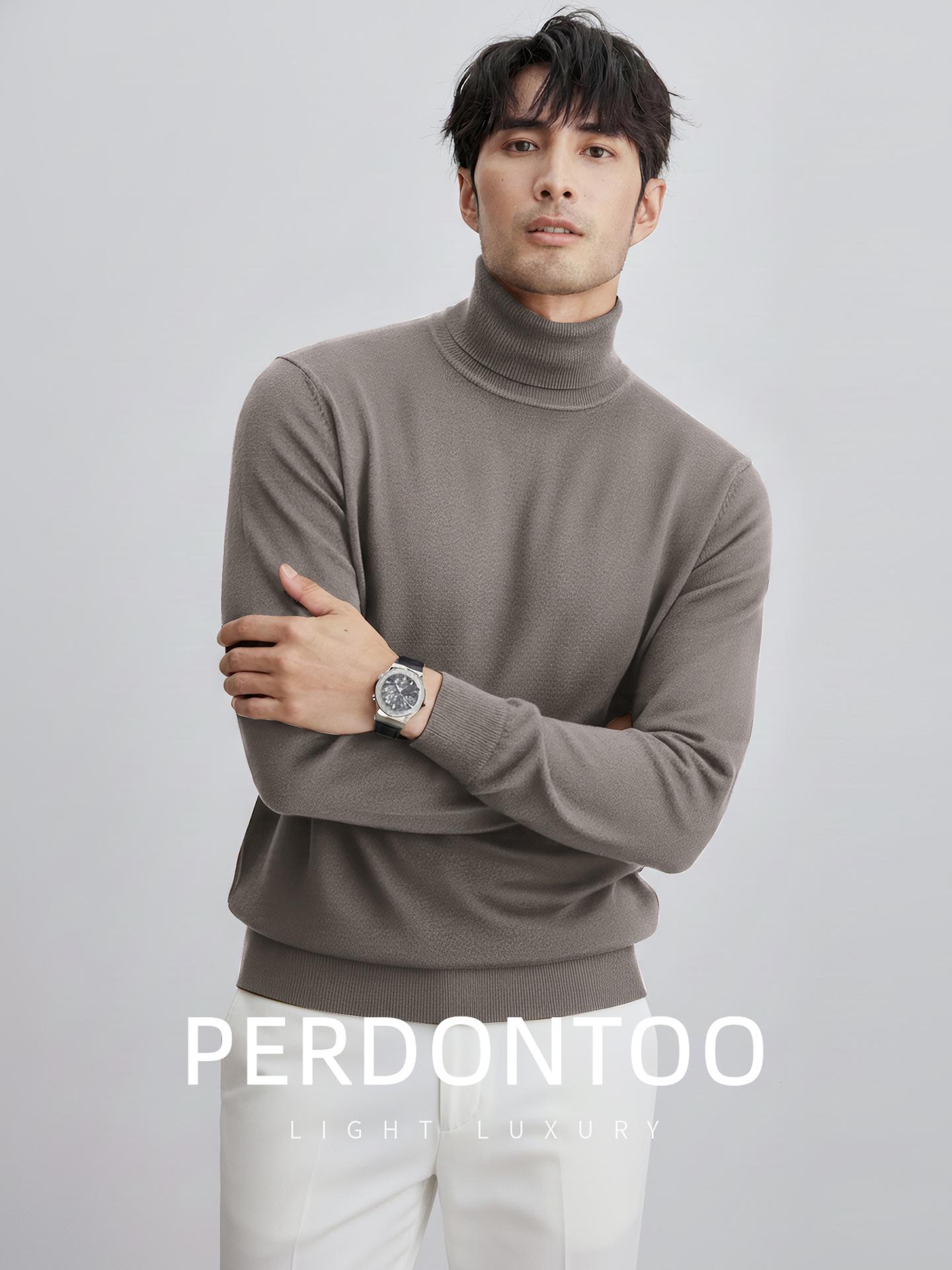 High-Neck Men s Winter Sweater: Antelope Velvet, Infrared Heated, Thickened Warm Knitwear 3XL