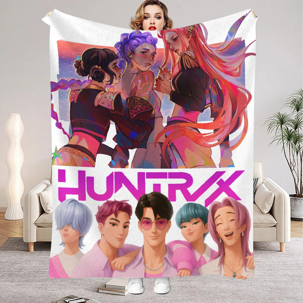 Kpop Dämonenjäger Huntrix Decken Qualität Weich Warm Überwurfdecke Winter Kinder Couch Bett Flauschige Tagesdecke