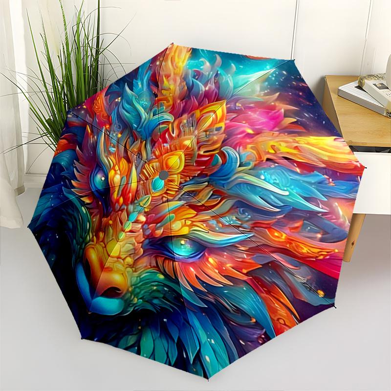 

1pc Colorful Dragon Head Automatic Opening Folding Umbrella with 8-Bone Iron Frame - Perfect for Outdoor Use, Festive Gifts, Travel, Daily Use.R0