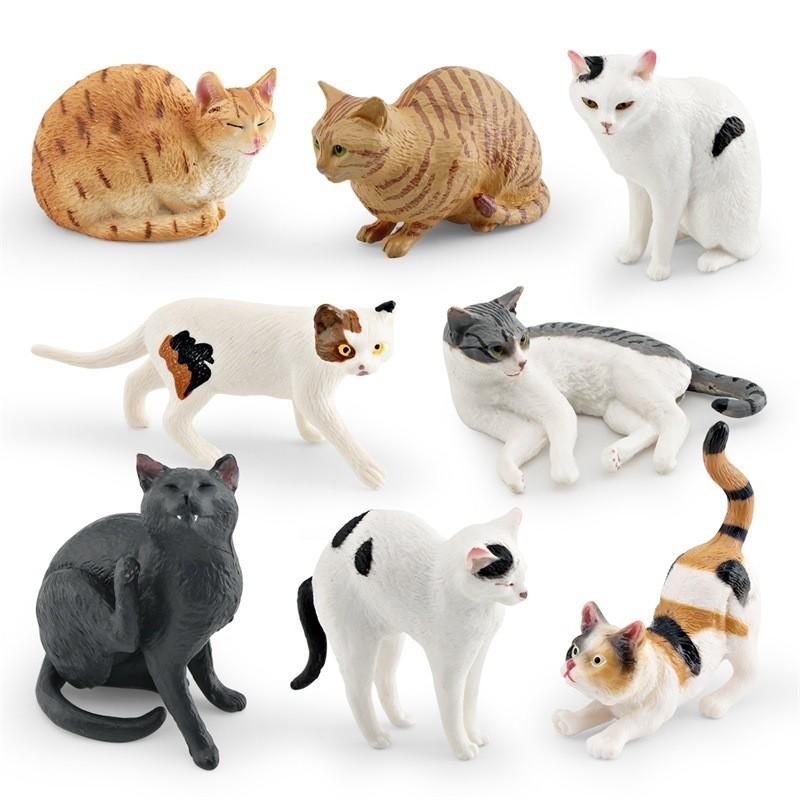Exquisite Plastic Cat Model Figurine Short Hair And Persian Cat Home Display