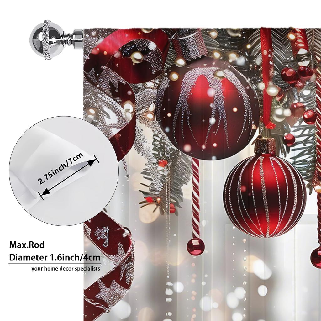 Holiday Christmas Themed Printed Curtain Digitally Polyester Suitable Living Room Bedroom Kitchen Decoration Single Panel Made Of With Rod Pocket