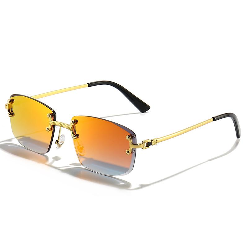 HBK 2022 Luxury Sunglasses Custom Designer Small Rectangle Sun Glasses 2022 Trendy Woman Rimless Sunglasses