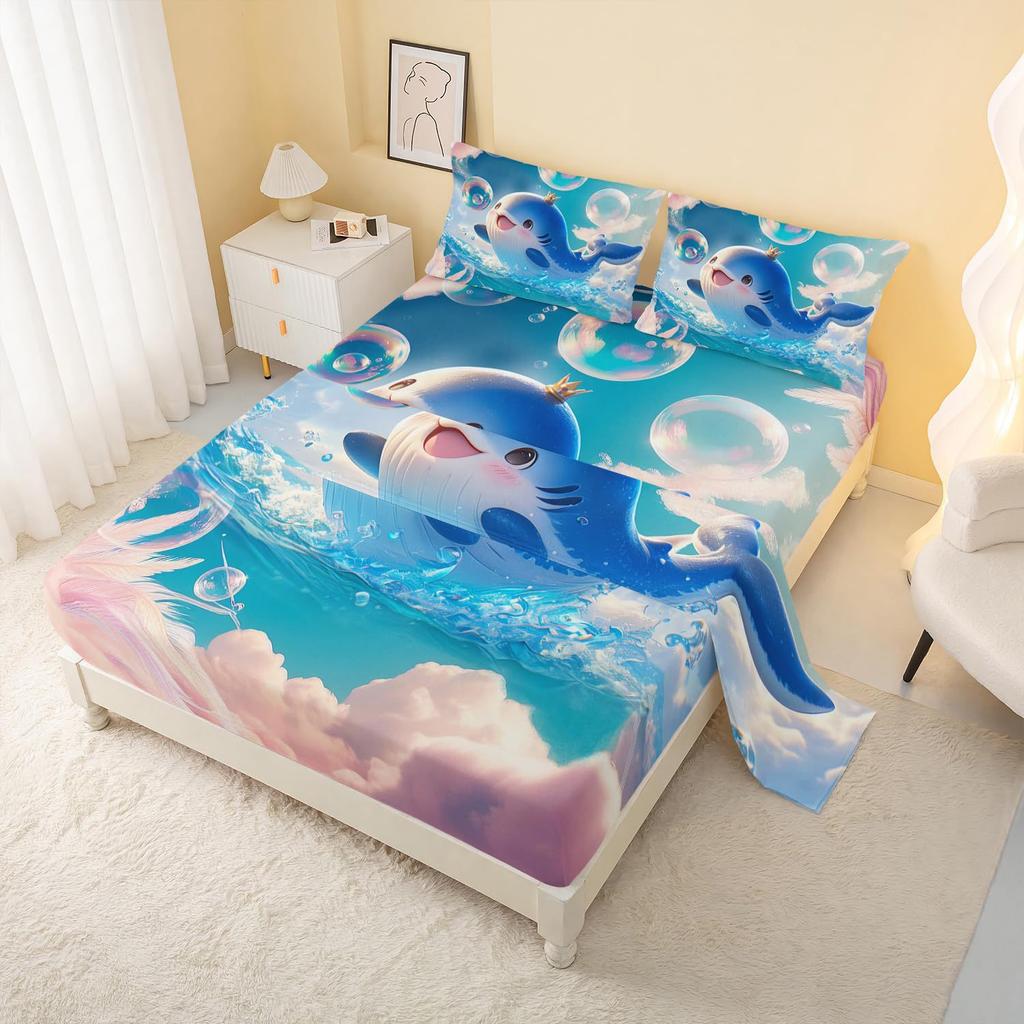 Cute Cartoon Bear Pattern Bed Hat Four-Piece Bedding Set Bedroom Dormitory Bedding Decoration