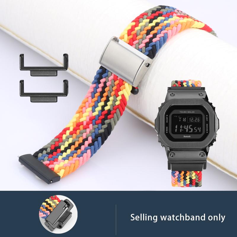 

Colorful Nylon Strap for Casio DW-5600/5610 GW-B5600 GM2100 Modified Elastic Woven Nylon Watch Strap Wristband Steel Watch Case GM-5600