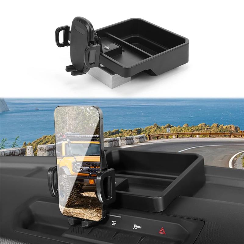 NEW-Phone Holder Mount Center Console Dashboard Tray Storage Box Organizer For Ford Bronco 2025-2025 Interior Accessories