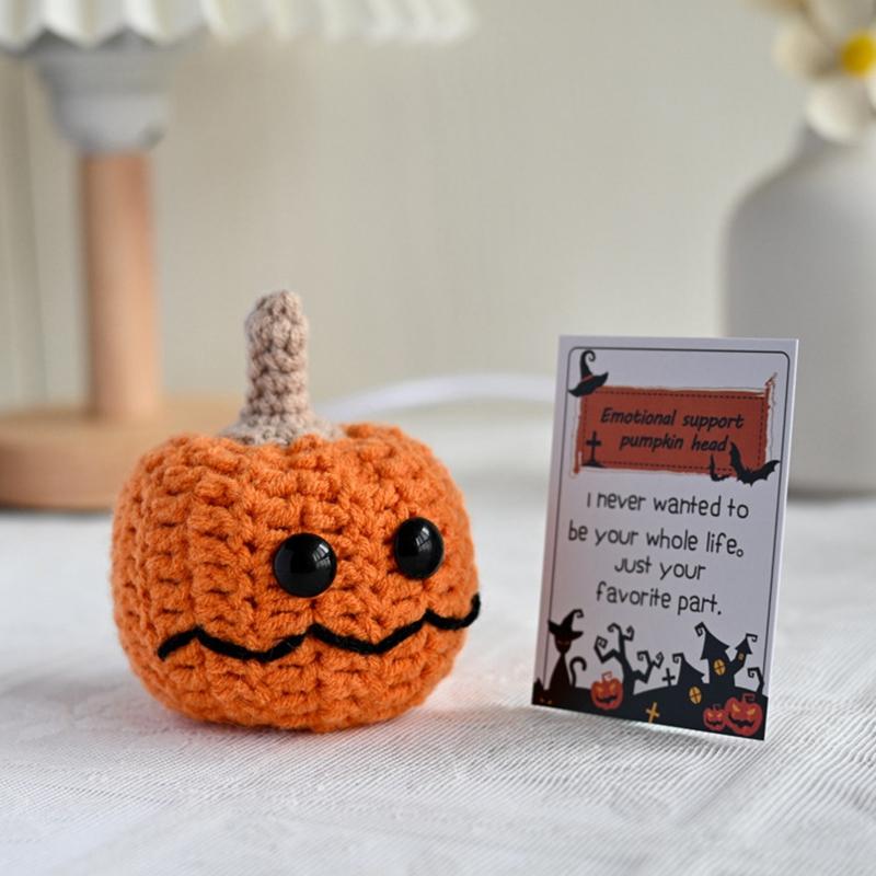 Crochet Pumpkin Ornament Halloween Decoration 2025 Office Desk Accessorie Room Desktop Decor Funny Crochet Crafts