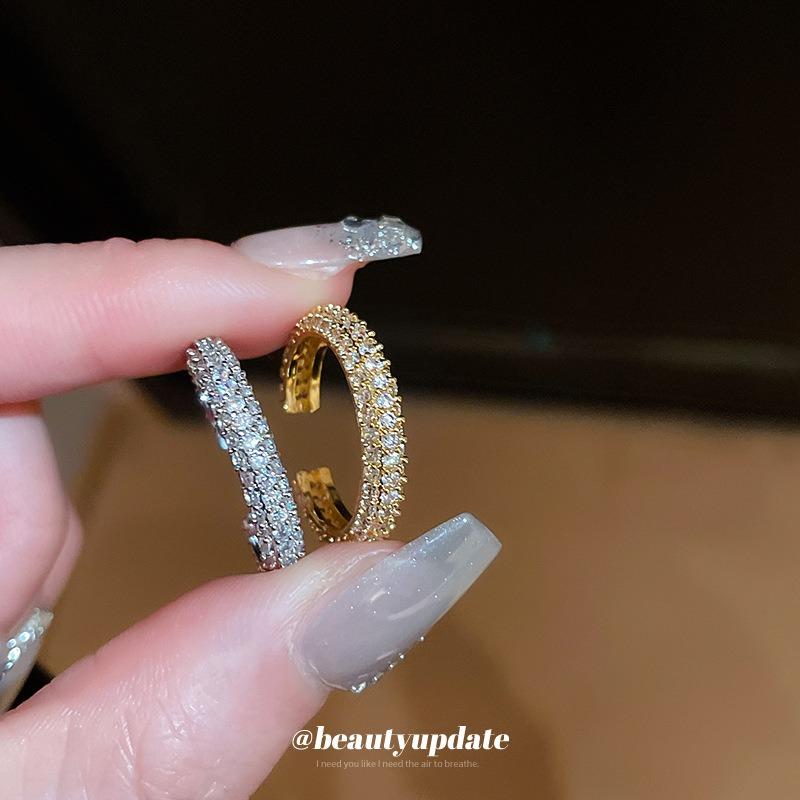 Real gold electroplated zircon twist opening ring women's niche high-end ring versatile fashion light luxury jewelry wholesale