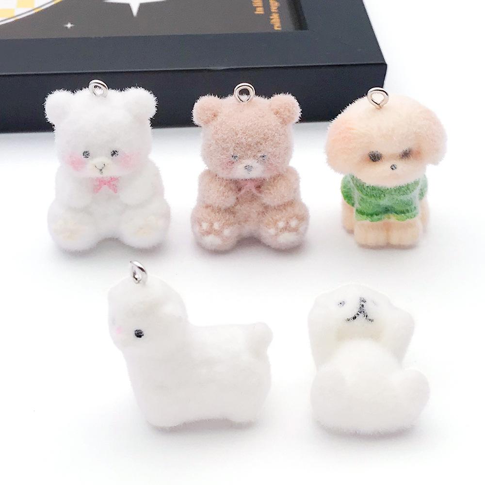 3D Resin Animal Flocked Figurine Ornaments: DIY Keychains, Bag Charms & Phone Lanyards