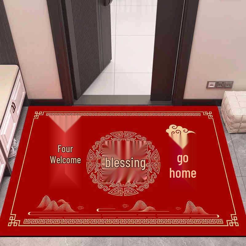 2026 New Year Red Non-slip Wear-resistant Entrance Door Mat Rug for Home and Hallway
