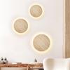 Modern Round Travertine Wall Sconce, Natural Stone Wall Light Fixture, LED Wall Lamp with Warm White Glow, Indoor Wall Lighting for Bedroom, Living