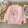 Autumn  Winter Children's Sweater Pullover Girls' Round Neck Knitwear Mink Down Children's Long Sleeve Sweater