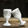 2PCS/Lot Chinese  Mini Goblet 20ML Ceramic Wine Glass Home Retro Liquor Glass Chinese Blue And White Porcelain Wine Cup