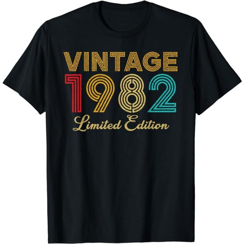Vintage 1982 Summer Fashion Men's T-Shirt 3D Printed Short Sleeve Tops Unisex Casual Loose Oversize Outdoor Clothing
