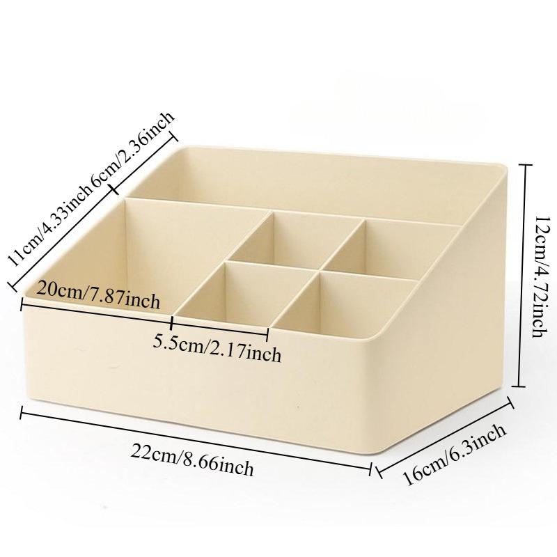 Multi Functional Cosmetics Storage Box 6 Compartments Office Desktop Storage Organizer Plastic Storage Box Makeup Organizer Box