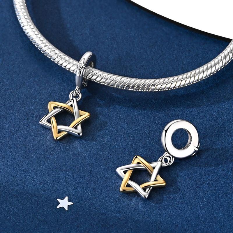 New In Hexagram Series Copper Heart Love Pendant Charms Jewelry Fit Originalbracelet For Women Diy Gift