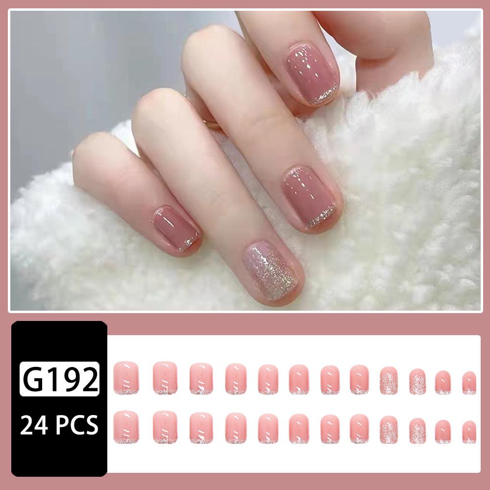 Pink Sparkling Transparent False Nail Stickers - Girly Nail Art with Whitening Effect