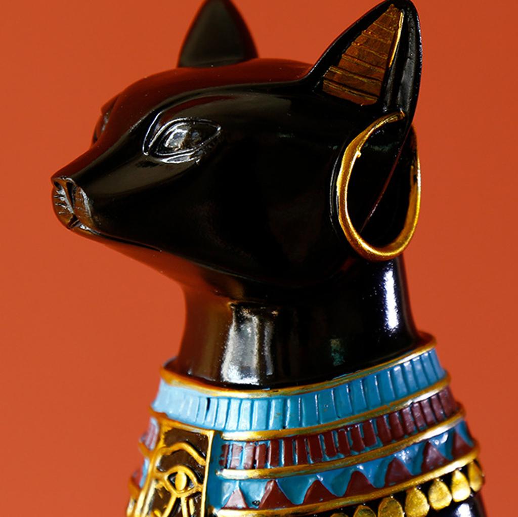 Creative Exotic Style Egyptian Cat Figurine Resin Handicraft. Practical Decorative Book Stand Candle Holder Soft Furnishing Gift.