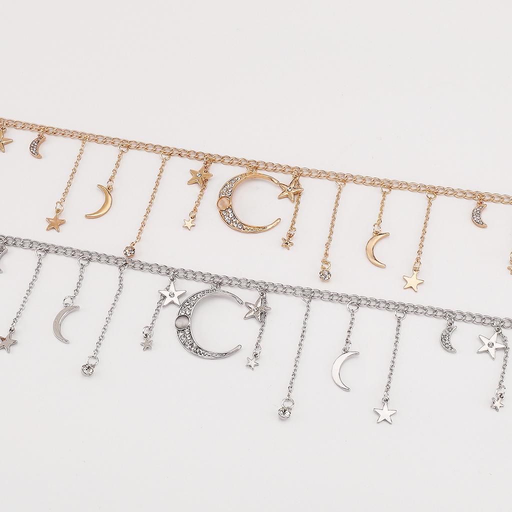 Tooxika Star Moon Pendant Necklace Sexy Bikini Tassel Chain Waist Chain Female