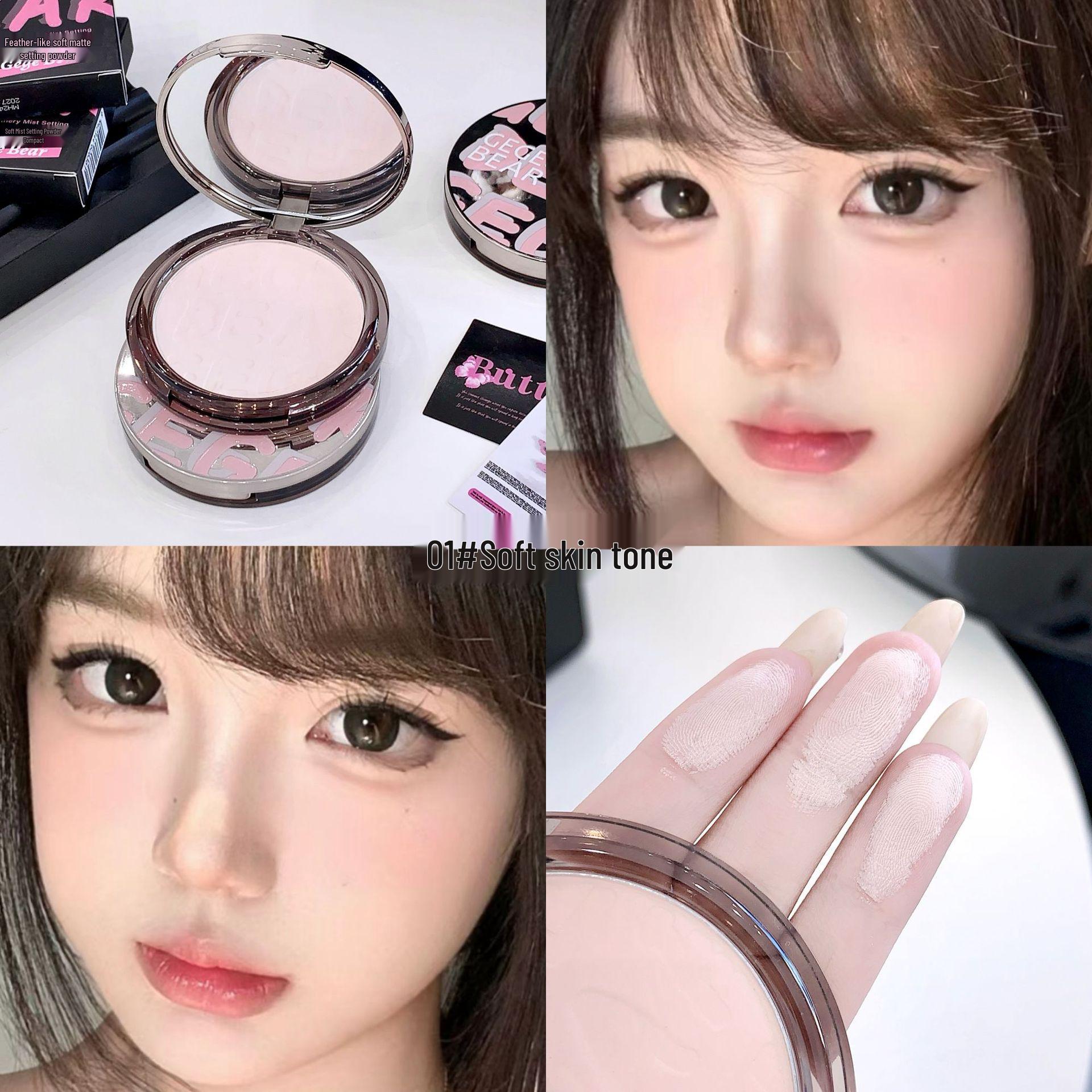 Gegebear Soft Mist Matte Setting Powder: Feather-like, Long-lasting, Natural Finish Foundation 10g