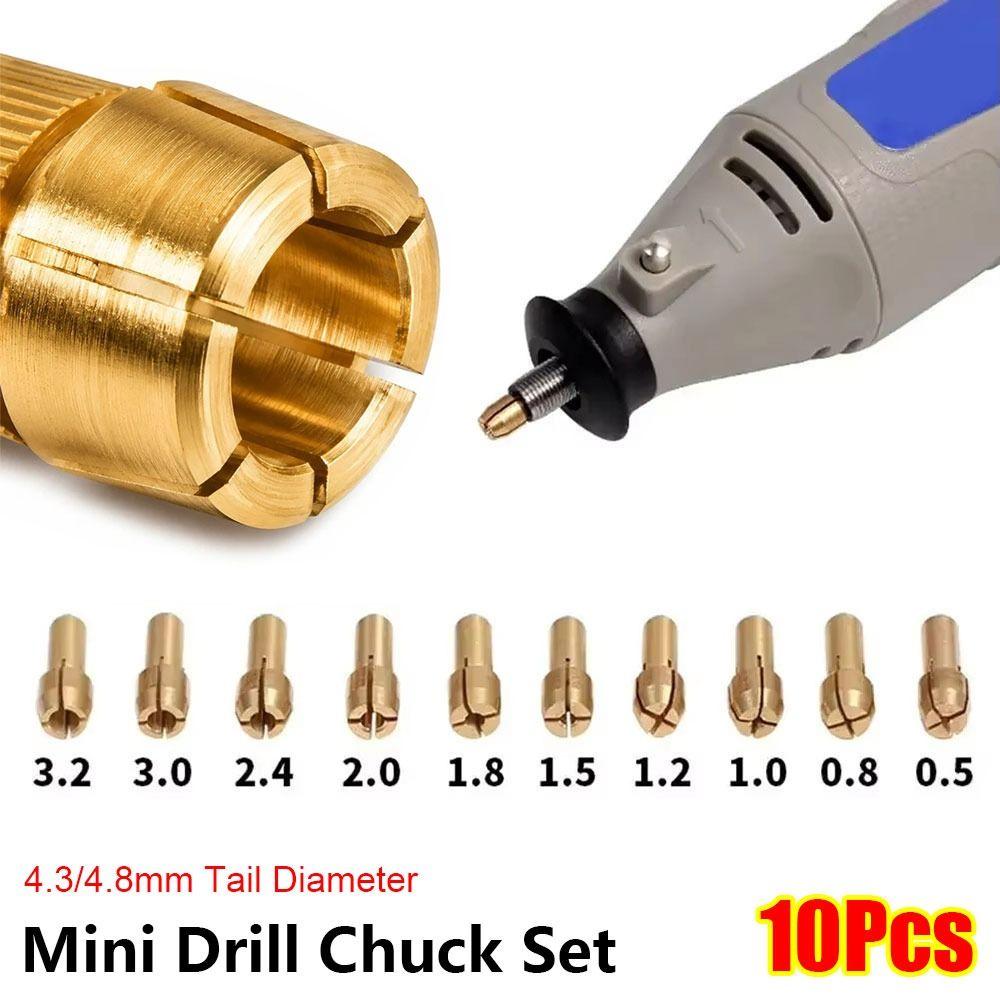 10Pcs 0.5-3.2mm Mini Drill Chuck Set For Power Rotary Tools and Electric Grinders
