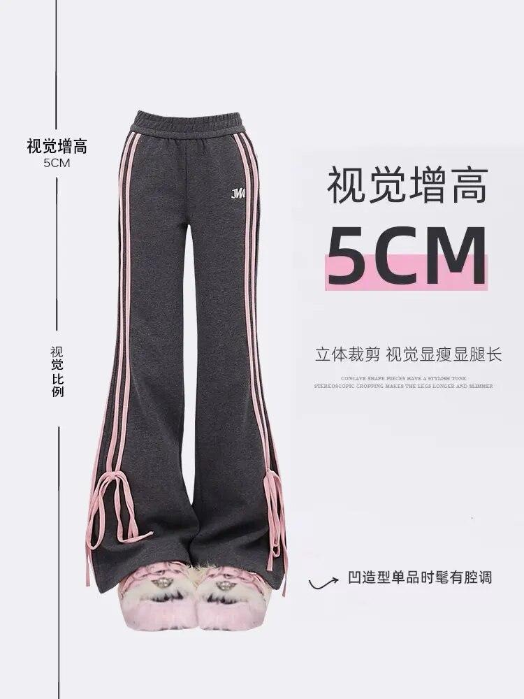 Dámské černé gotické zvonové kalhoty Volné Y2k tepláky Harajuku streetwear estetické šněrovací kalhoty Vintage kalhoty 2000s oblečení