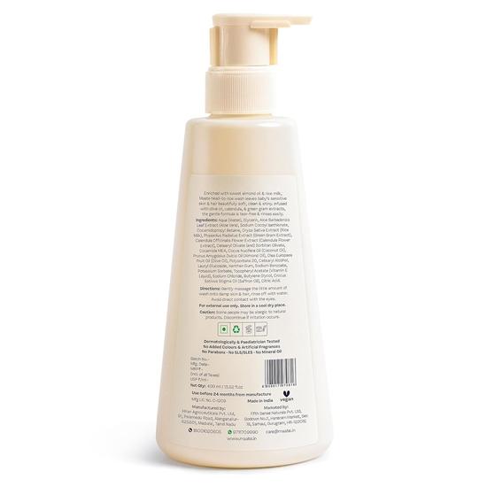 Maate Baby Head to Toe Wash 400 ml | Baby Hair & Body Wash for Bath | Aloe Vera, Almond Oil, Rice Milk & Calendula | Gentle, Soap
