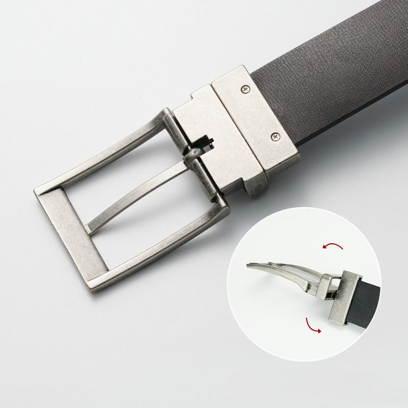 Men's Belt Rotatable Pin Buckle Cowhide Belt Versatile Young and Middle Aged Trousers