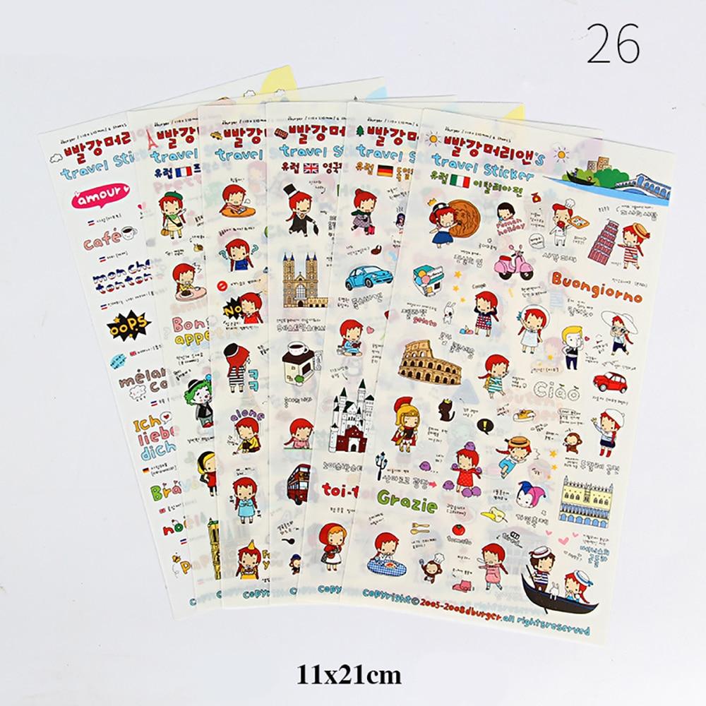 6 Sheets Cartoon Creative Stickers DIY Scrapbook Diary Phone Decorative Stickers Stationery