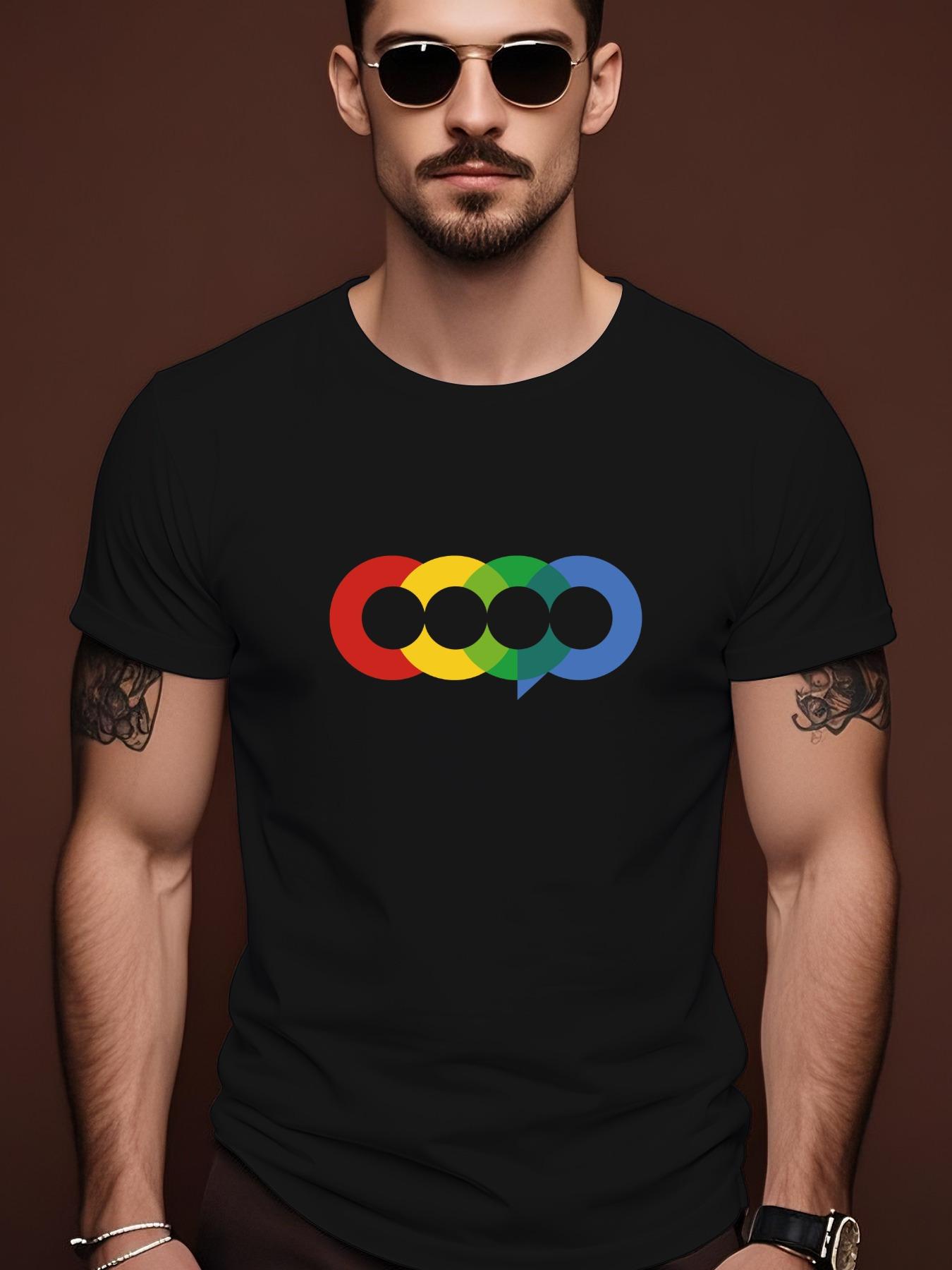Crew Neck Tshirt with Colorful Circle Design - Short Sleeve S