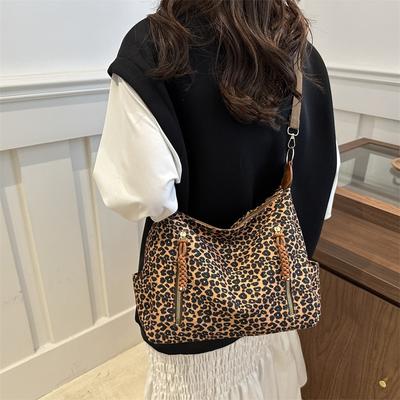 Bolsa tote grande de estampa de leopardo, nova, moderna, simples e estilosa, personalizada para o dia a dia, de ombro, mensageira, feminina